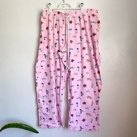 Gap Dreamer Print Poplin Pajamas Women’s XL Pink Cars Flowers Cotton Drawstring - Picture 1 of 8